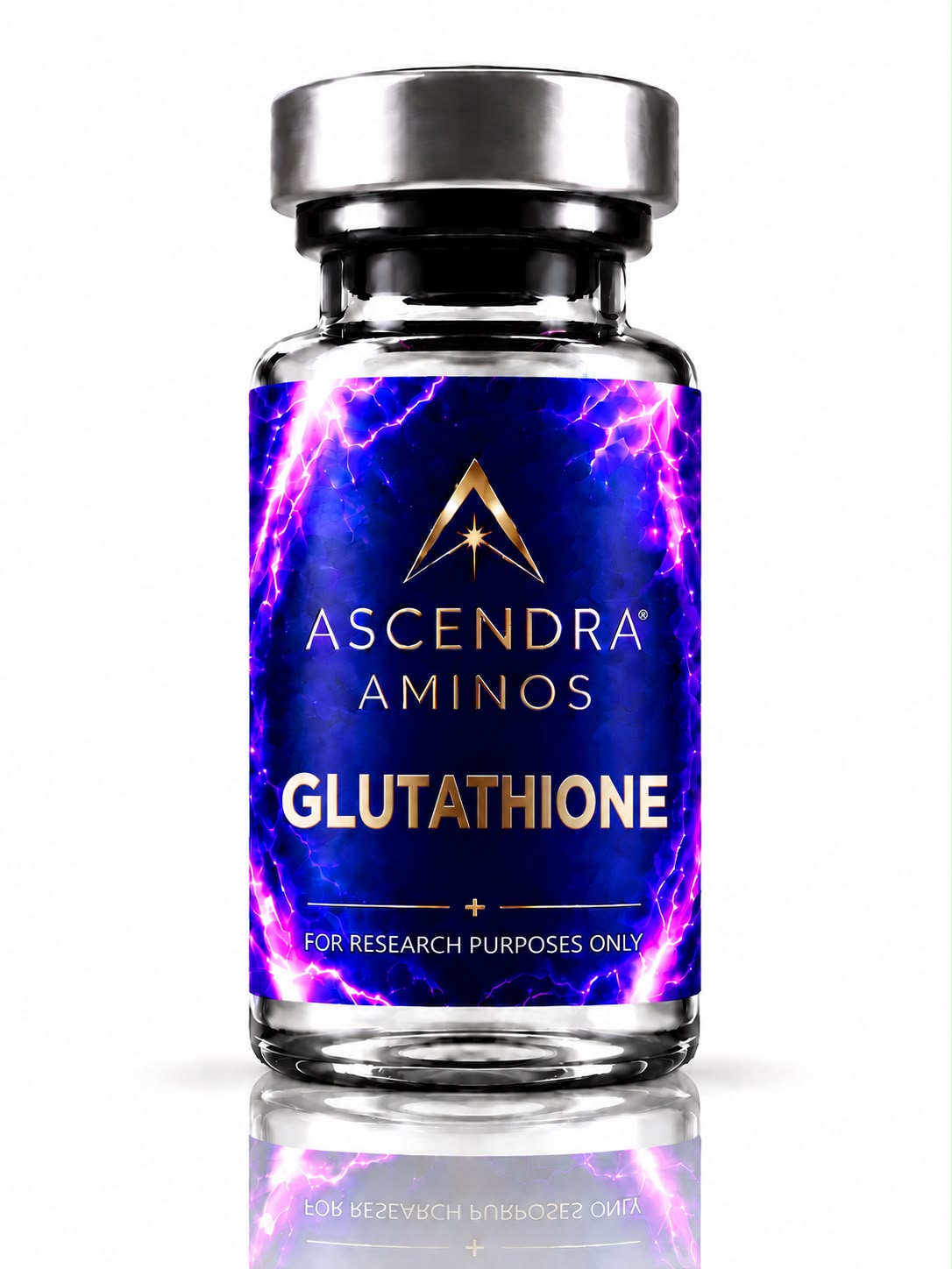 Glutathione vial with official Ascendra Aminos label
